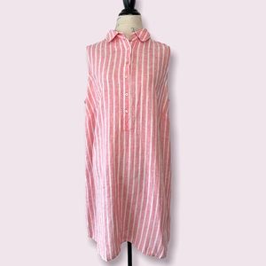 C&C Linen Pink Striped Sleeveless Dress 1X